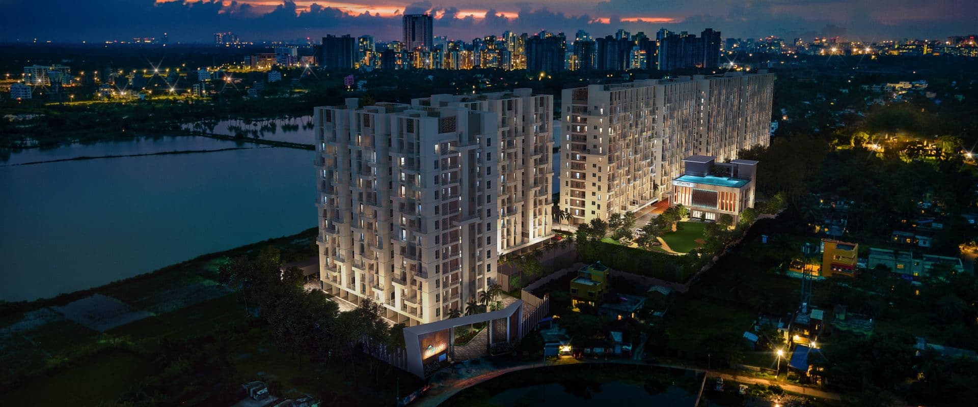 Merlin Lakescape night view, New Town