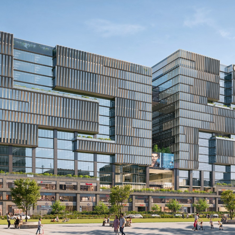 World Trade Center Salt Lake retail podium and plaza at street level